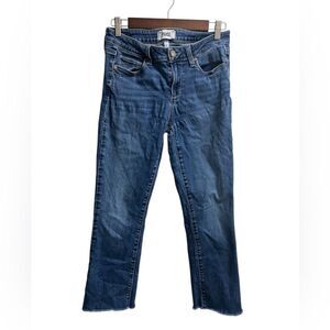Paige Manhattan Mid-Rise Bootcut Raw Hem Medium Wash Jeans SZ 27 4